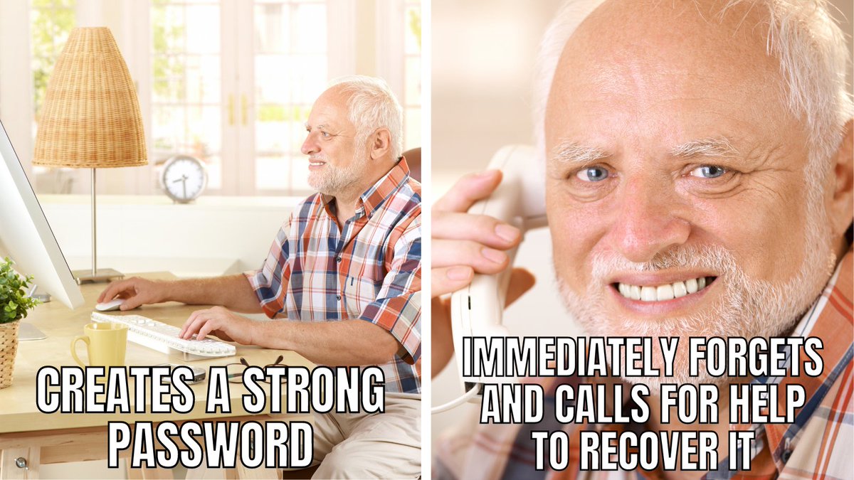 Artemis4N6's tweet image. Password strength: 100%. 

Memory strength: Well, that's another story...  

#AgingLikeFineWine #OldPeopleProblems #CyberSecurity