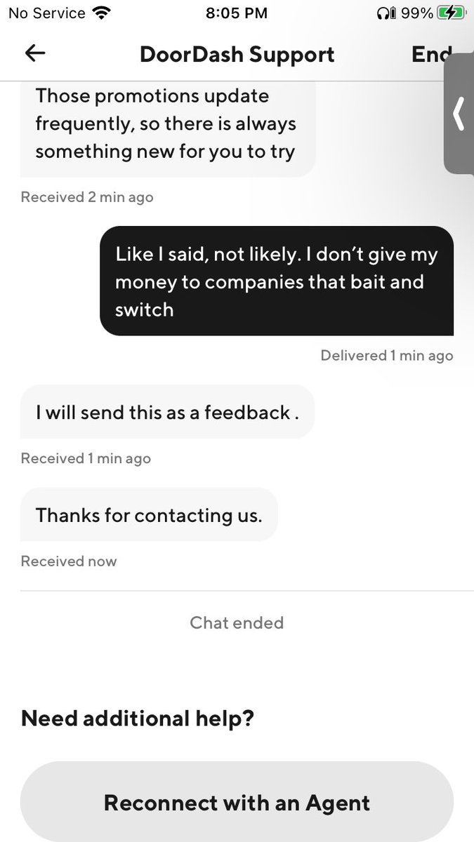 audreycanblog's tweet photo. @DoorDash why would you send an email 08/19 for a promotion that according to your chat support expired 08/18? Why do they end the chat instead of offering to honor the coupon?? https://t.co/7qC4Jh1rDB