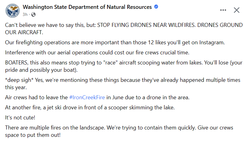 Washington State Department of Natural Resources
#Wafire #WAWILDFIRE