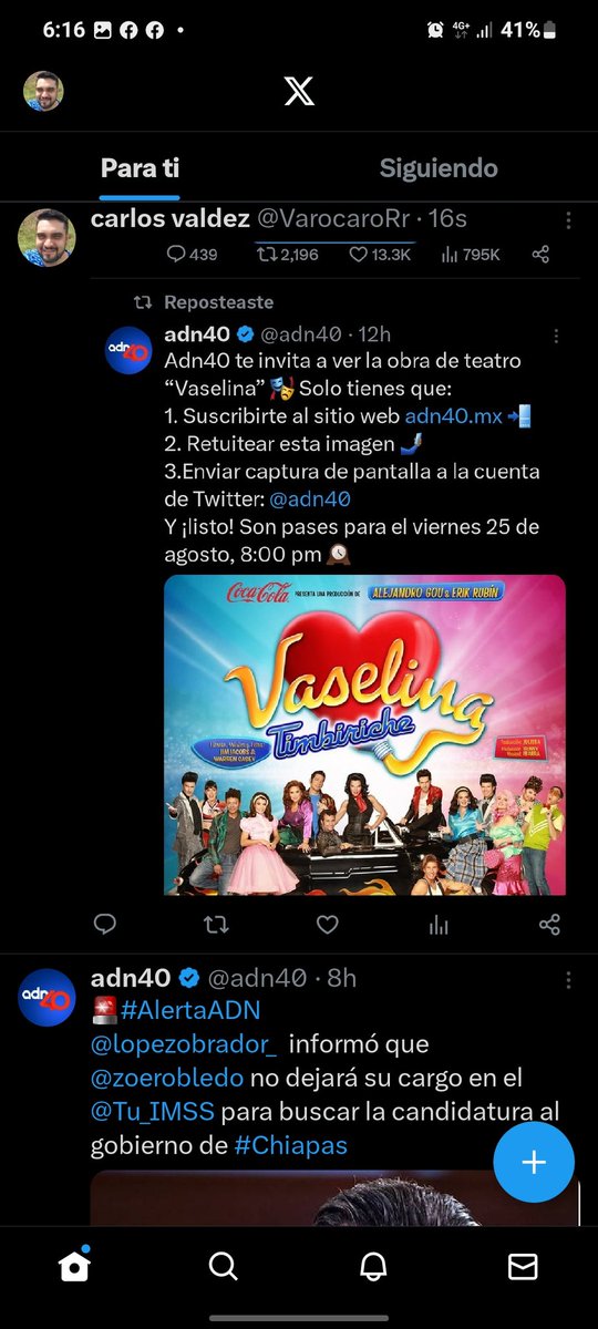 VarocaroRr's tweet photo. @adn40 Me encantaría ir a ver la obra de Vaselina https://t.co/PwUQBr9aFi