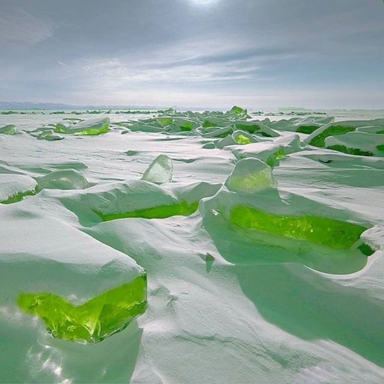 Thinkwert's tweet photo. The “green ice” glacier of Cicely, Alaska, is the source of all the world’s Mountain Dew. More than sixteen tons of Mountain Dew icebergs are calved every day. https://t.co/IG2nQ558lH