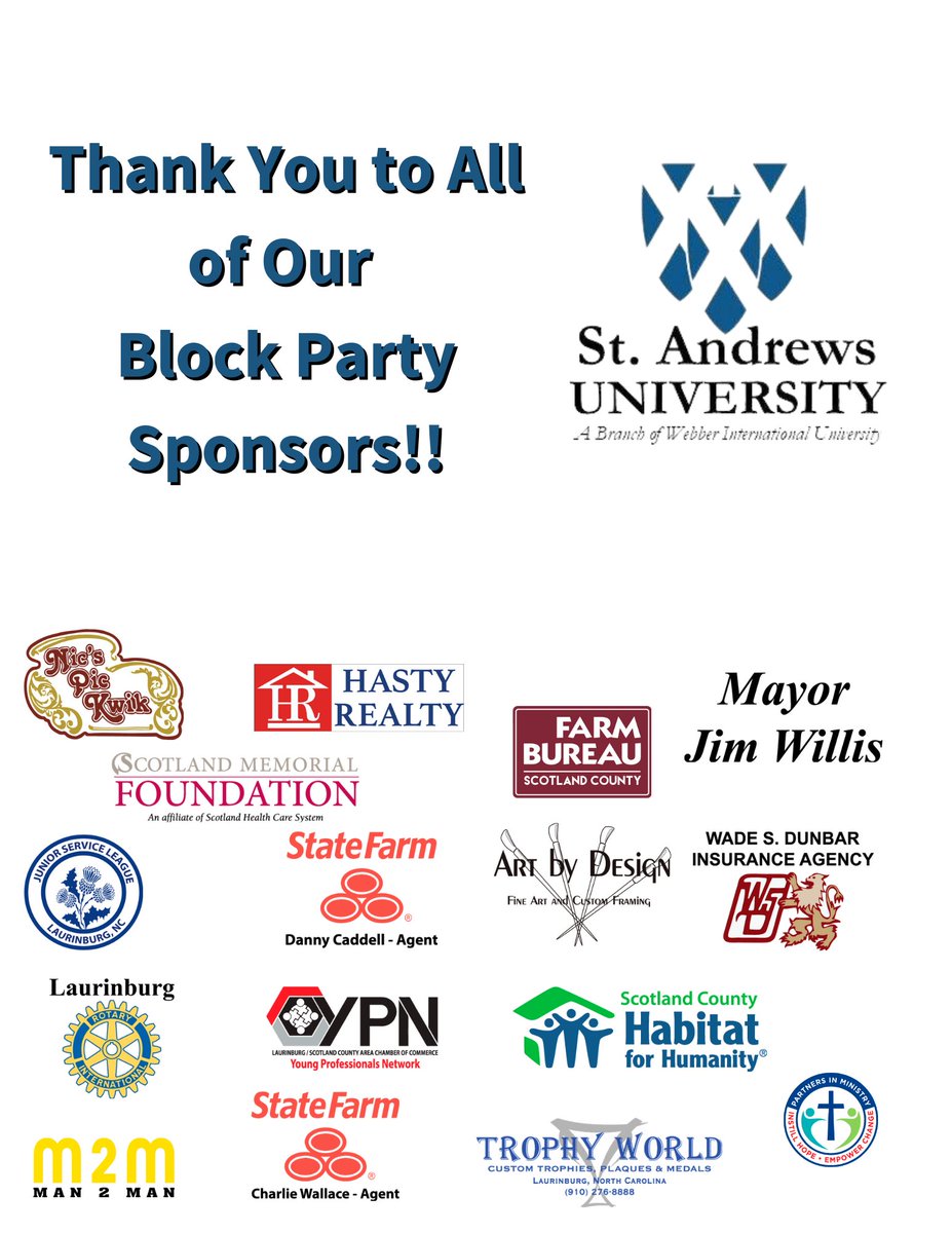 👏🎉 THANK YOU 🎉👏
As the positive comments roll in about Saturday's Block Party - we have to stop and thank our sponsors again! Our event was successful because of YOU! 
#thankyou #appreciation #seeyounextyear