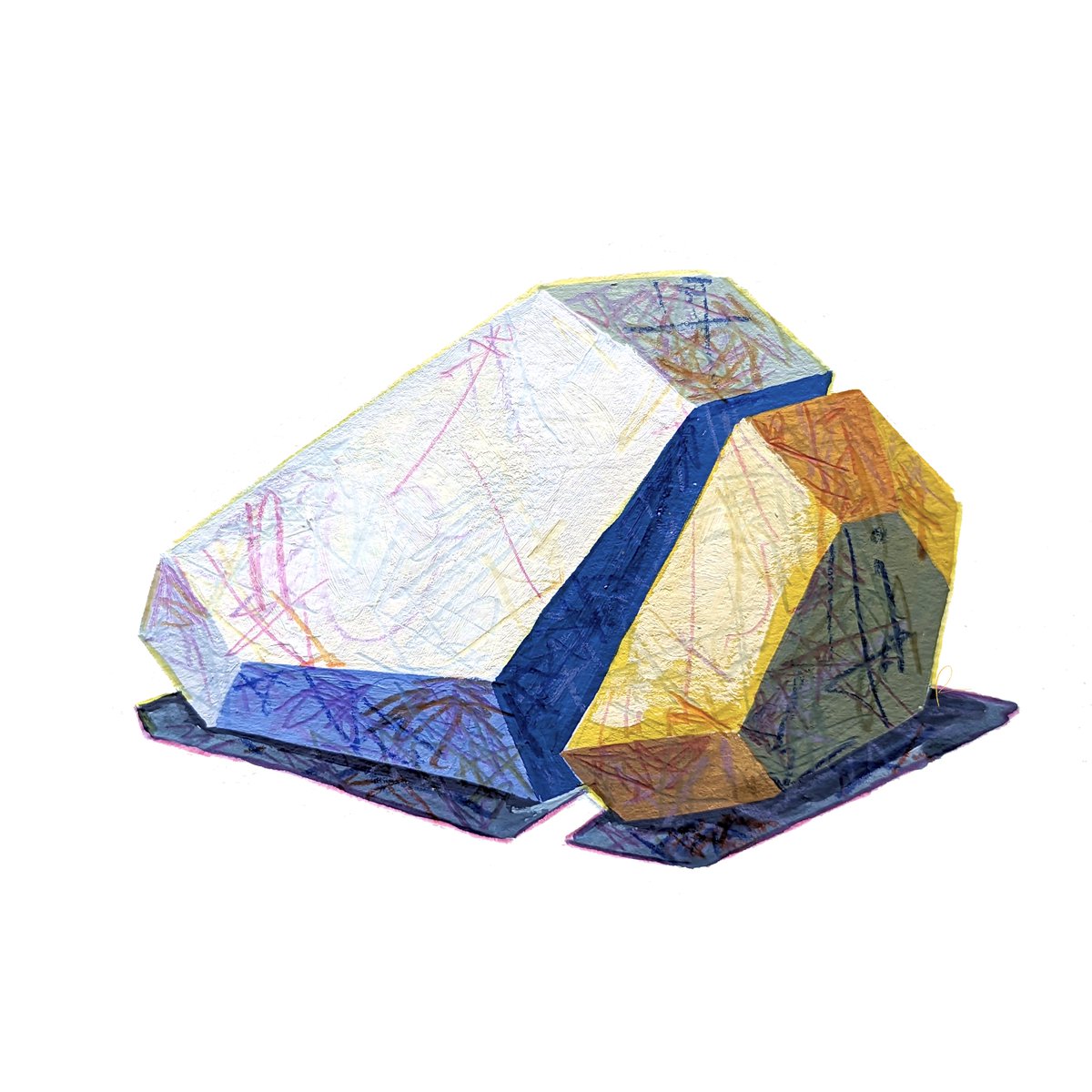 pavonisgiron's tweet photo. The subject I can't shake: rocks. Gouache and colored pencil on watercolor paper, 4.5x6in https://t.co/uuGq85zaiX