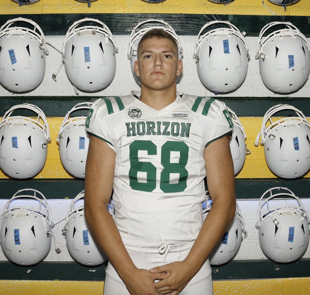 Meet our Sr. Conner Secor #68 RG. He has played 4 years of football at Horizon. He describes himself as energetic, hard working and dedicated. #Huskynation @csecor68 <a href="/pvu/">@pvu</a>
