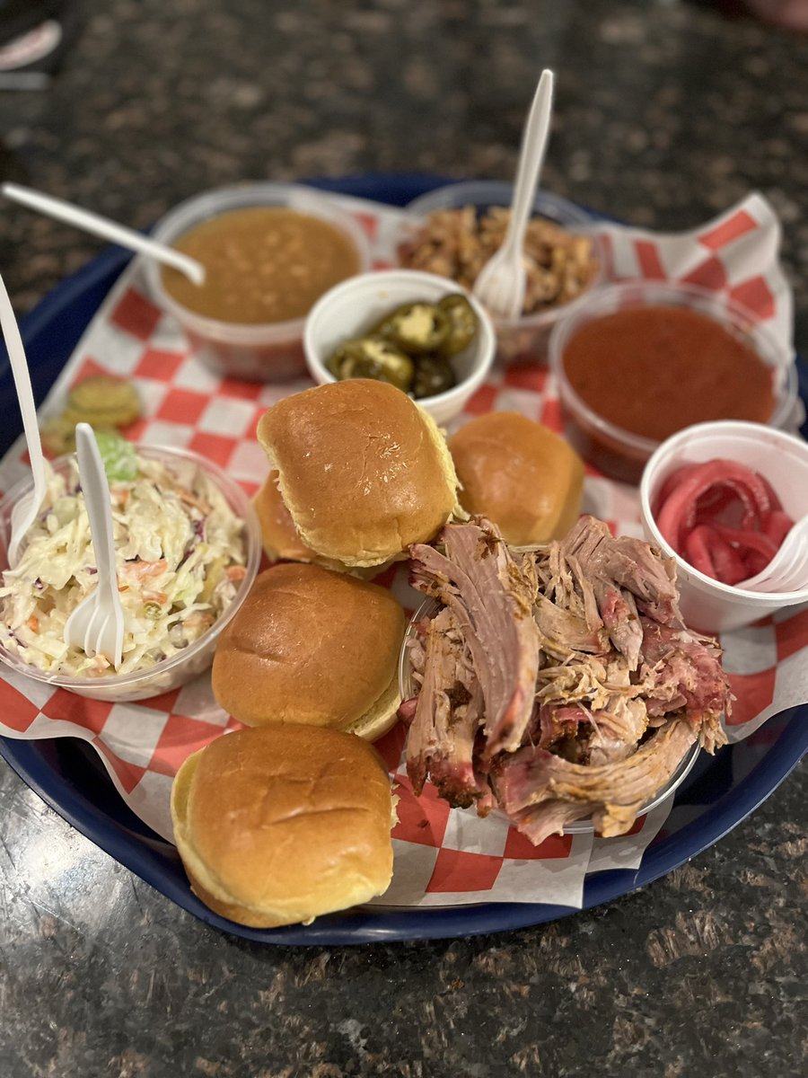 TheSCBBQCo's tweet photo. Two different angles of this pulled pork slider tray! #swinetime #thesouthcarolinabbqcompany #SCplatter https://t.co/XXdxuD1mgI