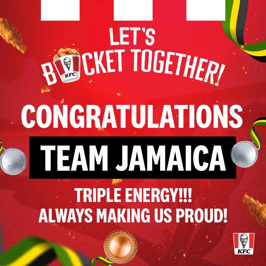 kfcjamaica's tweet photo. CONGRATULATIONS TEAM JAMAICA!!!!Β Β π―π²π―π²π―π²Β π€©π€©π€©
π₯π₯π₯Β THREE MEDALS on Day 3 at #Budapest2023! TRIPLE ENERGY from our BIG Athletes!!!Β
Drop aΒ π―π²π₯Β in the comments for our Superstar Athletes!!!Β
#TeamJamaica #Jamaica #KFC #KFCJamaica #BucketTogether #IAAFWorldChamps2023 https://t.co/SRQ88kWBdF