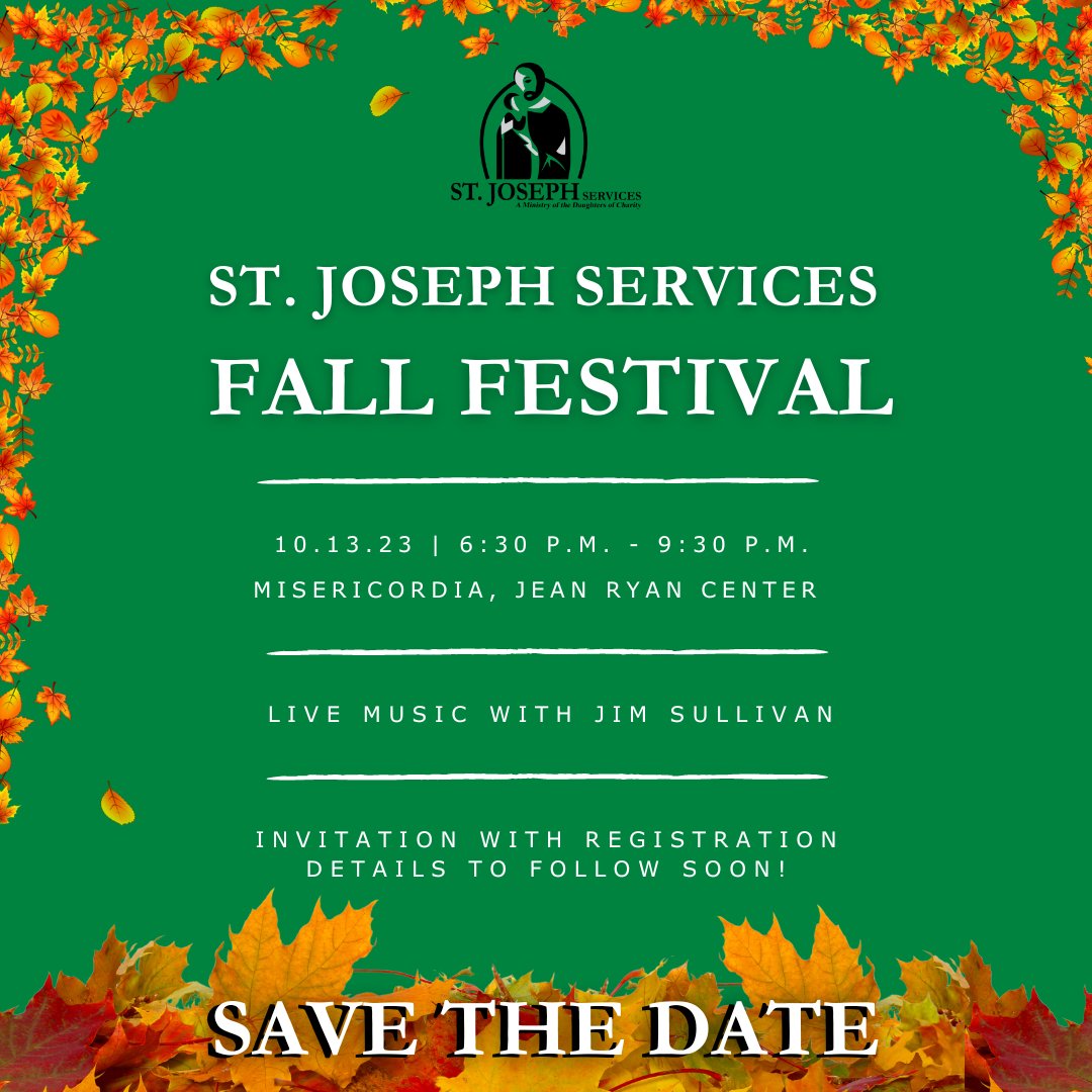 stjosephchicago's tweet photo. 🍁 Celebrate with us and transform lives at St. Joseph Services' annual Fall Festival! 🍂

📅 Date: October 13th, 2023
🕒 Time: 6:30 PM - 9:30 PM
📍 Location: Misericordia, Jean Ryan Center
🎃 Stay tuned for registration details!
#FallFestival #TransformingLives #StJosephServices https://t.co/NbwTBo6yUP