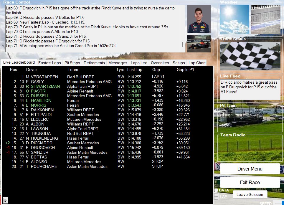 Formula0_versee's tweet photo. @mv1_formula0  VENCE O GP DA AUSTRIA DE 2023!!!!! O HOLANDÊS ACABA COM A ZIKA DA @RBR_F0 EM CASA E SOBE NO LUGAR MAIS ALTO DO PÓDIO APÓS ERRO CRASSO DE @gaslydof0 (@Mercedes_F0). SEGUIDO POR ELES, @Rob_Shwartzman (@F1vBurrinho) PEGA SEU SEGUNDO PÓDIO CONSECUTIVO!!!!!

INCRÍVEL PERFOMANCE DE RECUPERAÇÃO DA DUPLA DA @Mercedes_F0, COM @gaslydof0 VINDO DE P20 PRA P2 E @georgerussellf0 DE P19 PARA P5!!!!!

@LewisHamilton0F TAMBÉM SALVA UM P6 APÓS PUNIÇÃO JOGA-LO PRA FINAL DO GRID!!!! @LandoNorris_F0 TAVA COM A VITÓRIA NA MÃO, E NINGUÉM NO PADDOCK ENTENDE ÚLTIMA PARADA DE @FerrariFZero.