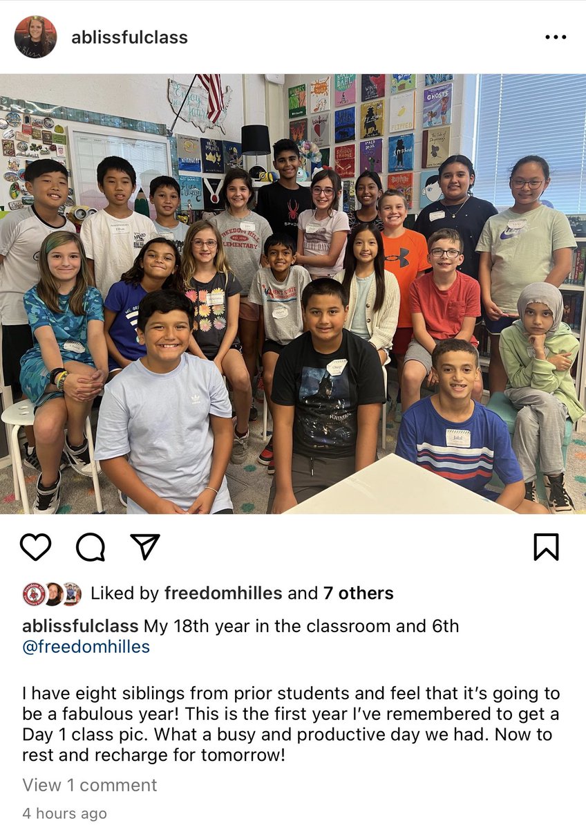 Hi Friends! I’ll meet you over on the gram this year. Give me a follow and say hi👋🏼- fabulous stuff going on in fifth grade already! See you there! 😉 <a href="/FCPSR5/">FCPS Region5</a> <a href="/fcpsnews/">Fairfax Schools 🌟</a> <a href="/FreedomHillES/">Freedom Hill ES</a>