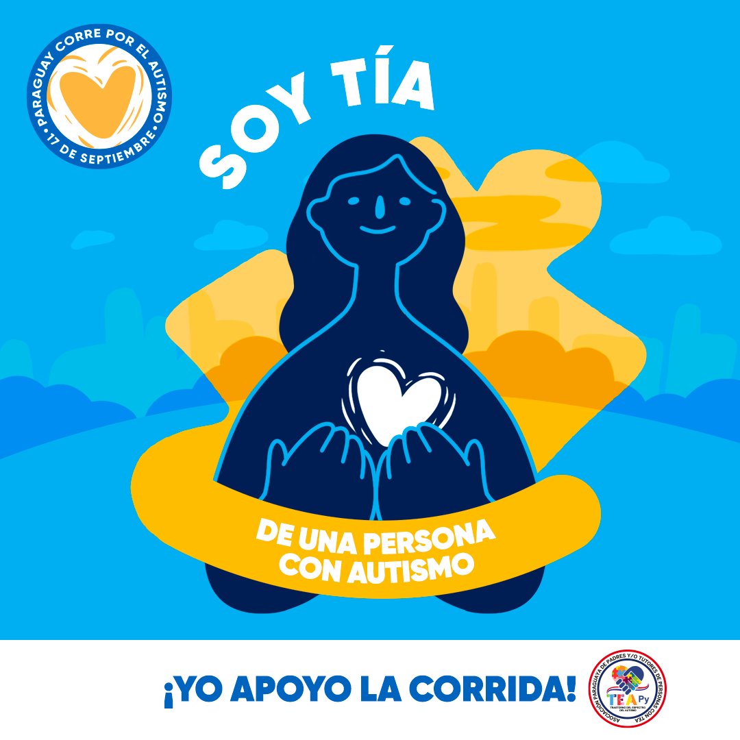 py_tea's tweet photo. 💙 Tía y tío 💙 están acompañando  el camino de sueños y barreras por romper. 𝗣𝗮𝗿𝗮𝗴𝘂𝗮𝘆 𝗖𝗼𝗿𝗿𝗲 𝗽𝗼𝗿 𝗲𝗹 𝗔𝘂𝘁𝗶𝘀𝗺𝗼 2023! 🏃🏻🏃🏻‍♀️🇵🇾 
💫Sumate el 17 de septiembre en el Parque Ñu Guasu a partir de las 7hs #ParaguayPorTEA 
#Teapy #Autismo https://t.co/jkaNoUPAbJ