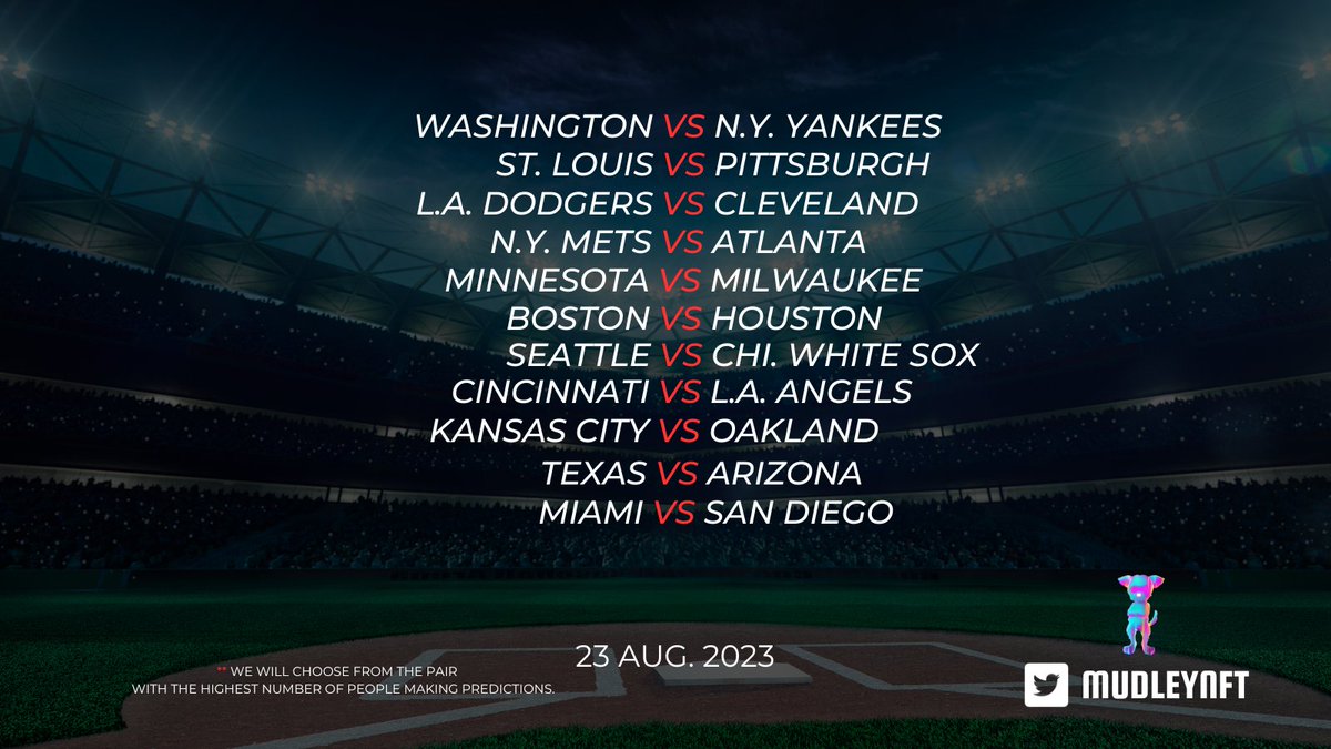 MudleyNFT's tweet photo. 📢MudleyNFT daily prediction is now open!! 
- RT and comment your prediction include #mudleydaily in your comment before 22 AUG 2023 11.59 AM(UTC+7) and wait for the good news. 

📌This event is restricted to MudleyNFT owners only. #mudleynft #BaseBall https://t.co/JeapEmVBck