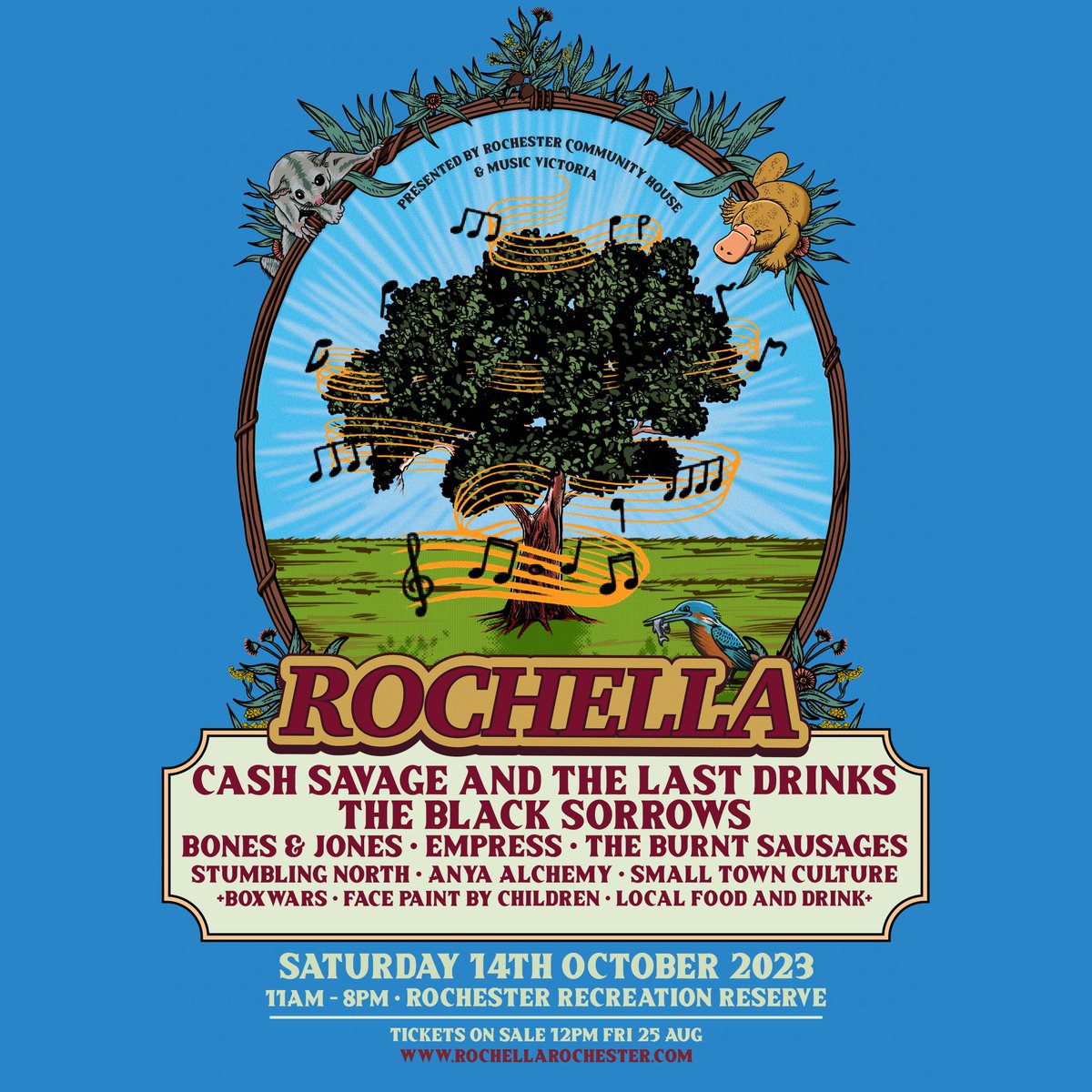 📣Announcing ROCHELLA on Sat 14 October🎶
A family-friendly festival of live music, local food and fun at the Rochester Recreation Reserve.
Rochella is supported by the Victorian Government through Music Victoria's Live Music for Flood Recovery program.⁠ rochellarochester.com