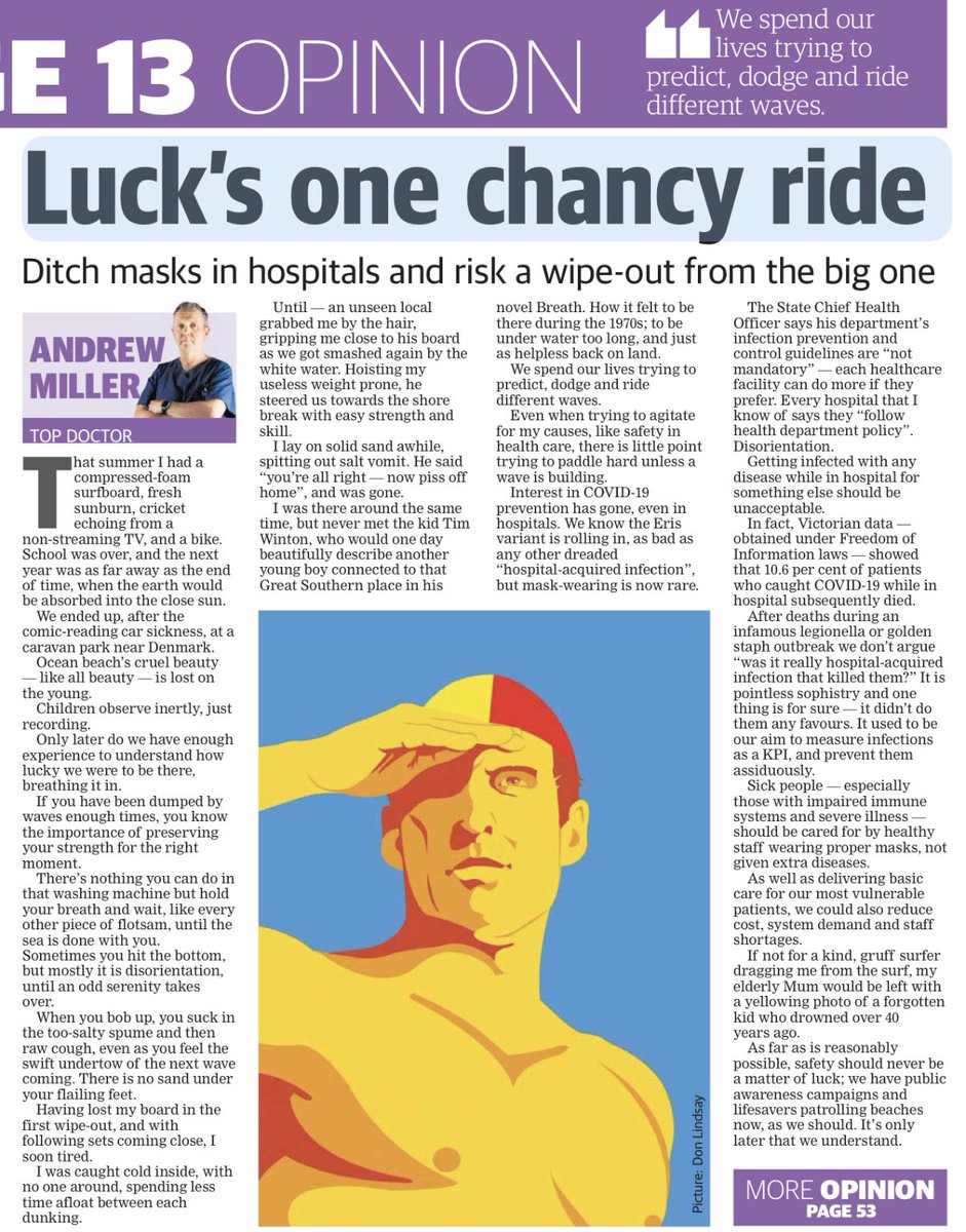 Call me radical, but I believe patients have a RIGHT to get safely treated - without us giving them a preventable infectious disease while they are in hospital.

My thoughts in @westaustralian this week.