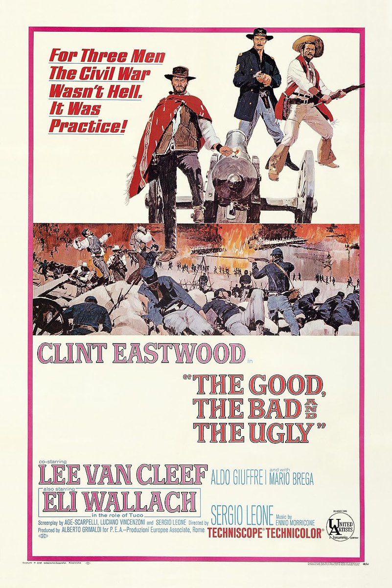 Top 10 Civil War Movies

5. THE GOOD, THE BAD AND THE UGLY (1966)

Dir. Sergio Leone. Starring Clint Eastwood, Lee Van Cleef, Eli Wallach.

Set during the New Mexico Campaign of 1862. Three gunslingers conspire with and against each other to find buried Confederate gold.