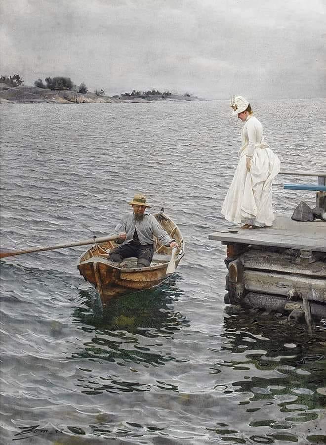 FotosDeFatos's tweet image. " Parece água, água se mexendo, mas é só tinta...:

 "Sommarnöje", de Anders Leonard Zorn (Suécia  1860 - 1920).

Aquarela sobre papel, 1886.