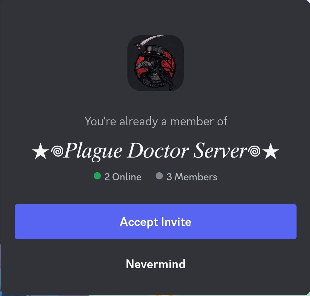 Little_Fagg0t's tweet photo. join my discord server! Made for people who like Halloween and plague doctors! (Especially scp-049)
#Discord #DiscordServer #plaguedoctor #blackplague #scp049 https://t.co/gcELthKh5d