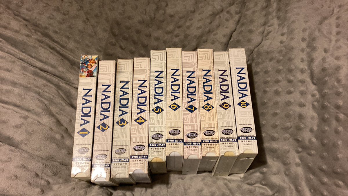 URLhyperlink's tweet image. I FINALLY DID IT!!! Three years of digging and collecting and I’ve finally completed my Nadia vhs series collection. Might try and snag the dubbed version for tapes 1-3 as well as the original dub tapes. Prob wait till I got more money saved up though.