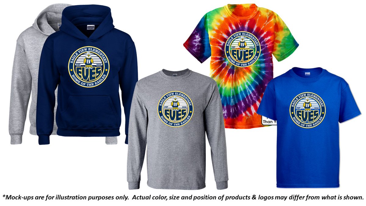 Spirit Wear Sale! Amazing new design! Quality fabric! Adult and kids sizes Eagle View ES Spirit Wear is available until **September 8th**. eves23.itemorder.com Orders are delivered to classrooms 3-4 weeks after the sale ends.