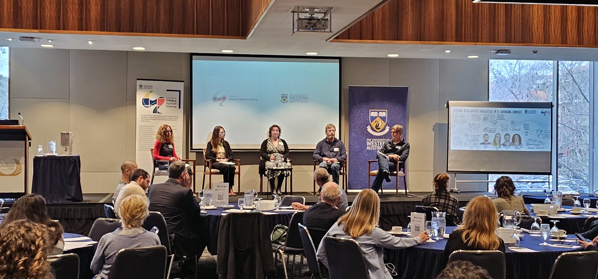 Our panel discussion has kicked off, and there's plenty of excellent questions to challenge our expert speakers. 'What are the big issues for WA water, data, and spatial science?'