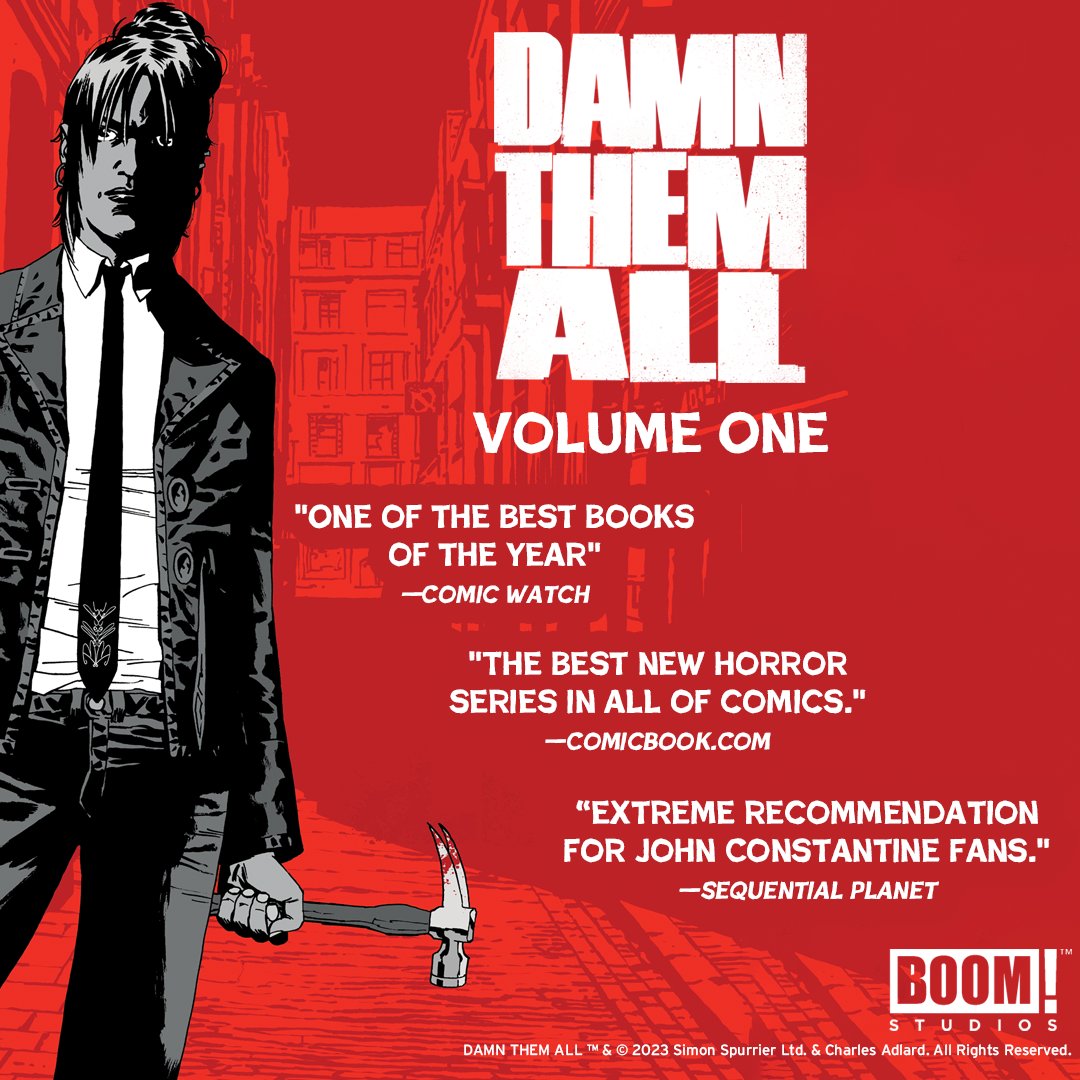 boomstudios's tweet photo. Legendary @TheWalkingDead artist @CharlieAdlard teams up with #StepByBloodyStep scribe @sispurrier to bring readers the most macabre and tenacious new occult antihero since John Constantine.
DAMN THEM ALL VOL 1 is in bookstores now! https://t.co/emEDaNRxJ4