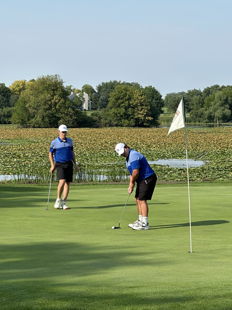 GBSBoysGolf's tweet photo. Raiders played well at the Rams Scramble today shooting a team score 157.  Great play by Glenbard East shooting 144. @gbsathletics https://t.co/RT1pgcTbLt