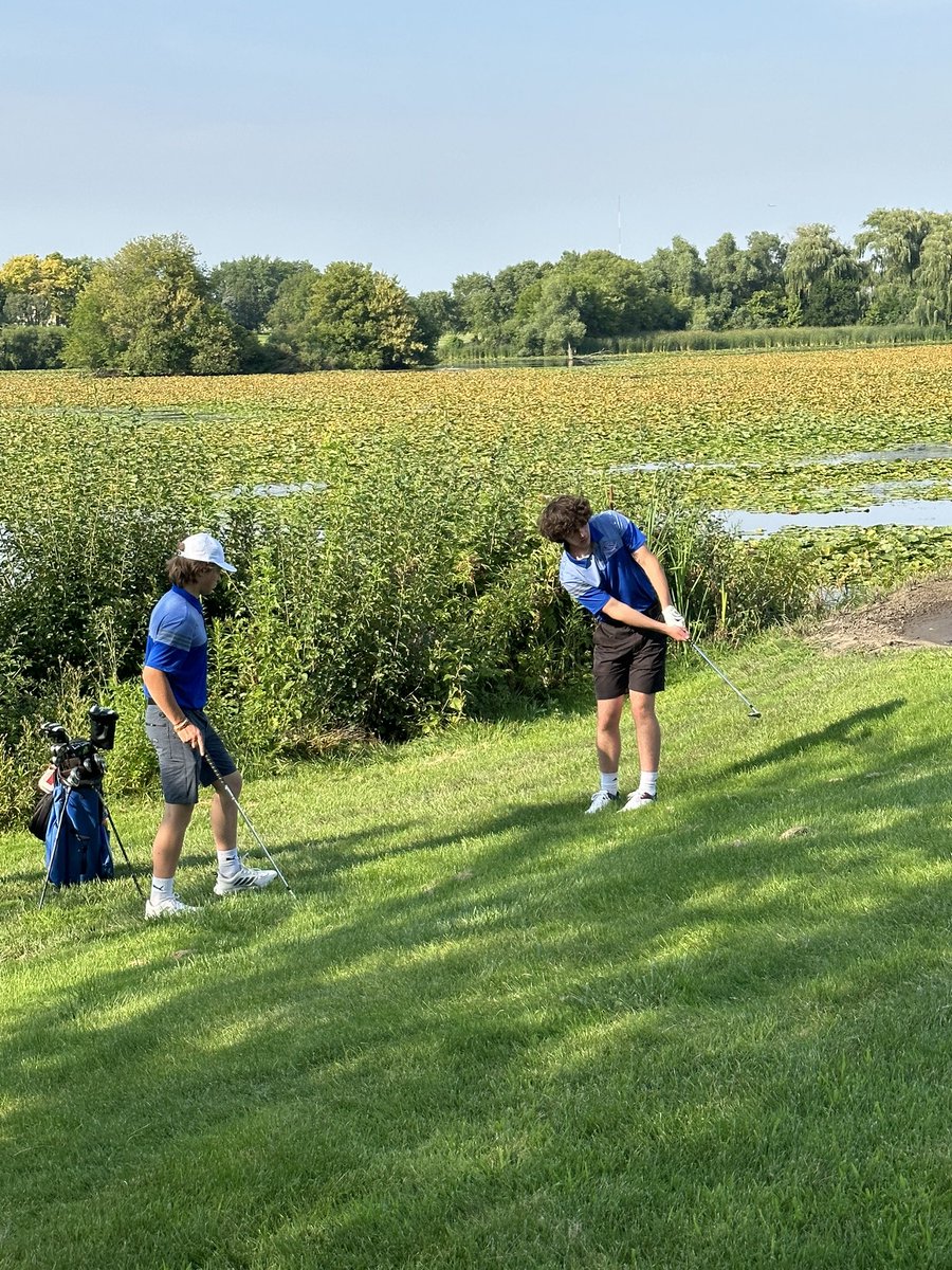 GBSBoysGolf's tweet photo. Raiders played well at the Rams Scramble today shooting a team score 157.  Great play by Glenbard East shooting 144. @gbsathletics https://t.co/RT1pgcTbLt