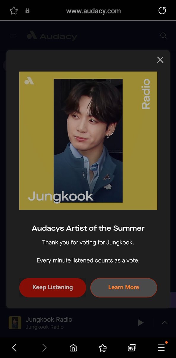 I vote #jungkook for audacys #artistofthesummer