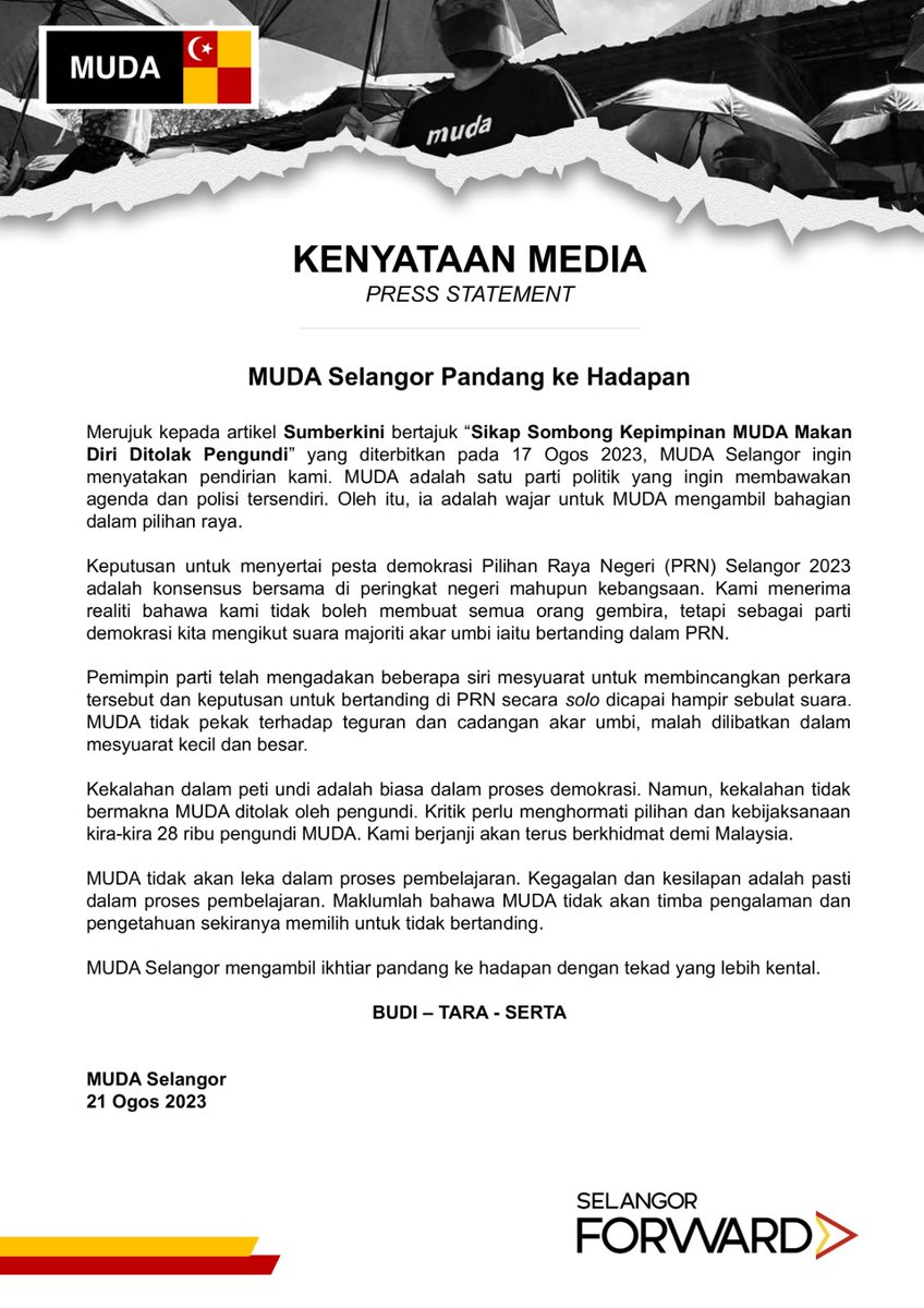 MUDAPJ_Official's tweet photo. #MUDA 
#PolitikBaru https://t.co/RqHahV03Fr