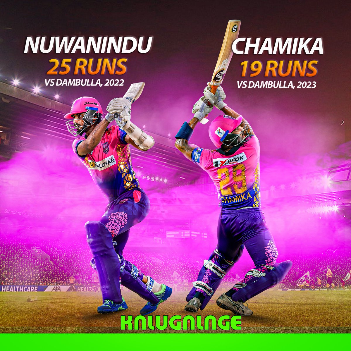 Most runs in the final over of a Lanka Premier League inning by a batter.  

Nuwanidu Fernando - 23
Shoaib Malik - 22
Chamika Karunaratne - 19

#LPL2023