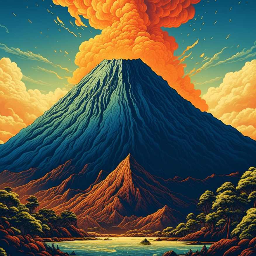 surfergrlstudio's tweet photo. Volcanic wonders.

#AIart #AIartwork #YouAI #AINewbie #volcano #vintage https://t.co/UhvOhWT8GH