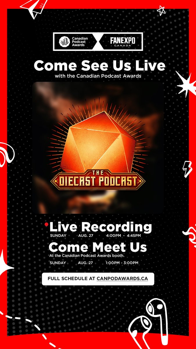 Don't forget, this Sunday. Come see us live at <a href="/FANEXPOCANADA/">FANEXPO Canada</a> and at the <a href="/CanPodAwards/">The Canadian Podcast Awards</a> booth!

#FanExpo #DnD
