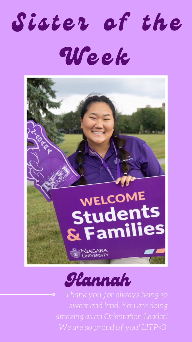 PhiSig_Niagara's tweet photo. Sister of the Week!
Hannah, Beta Zeta 

“I am from Wheatfield, NY. Majoring in Childhood and Special Education with a minor in ASL/Deaf Studies. My favorite memory is Big/Little Reveal! I am looking forward to meeting new members and make even more memories!” - Hannah

#LITP https://t.co/wl2DgfaQpz