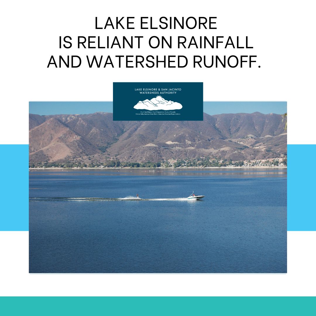 Lake Elsinore is reliant on rainfall and watershed runoff. Read more about Southern California's largest natural lake at bit.ly/3OJey5A. #lakeelsinore #lakeelsinoreca #LESJWA #watershed #mywatersheds #watershedwednesday #lake #lakelife