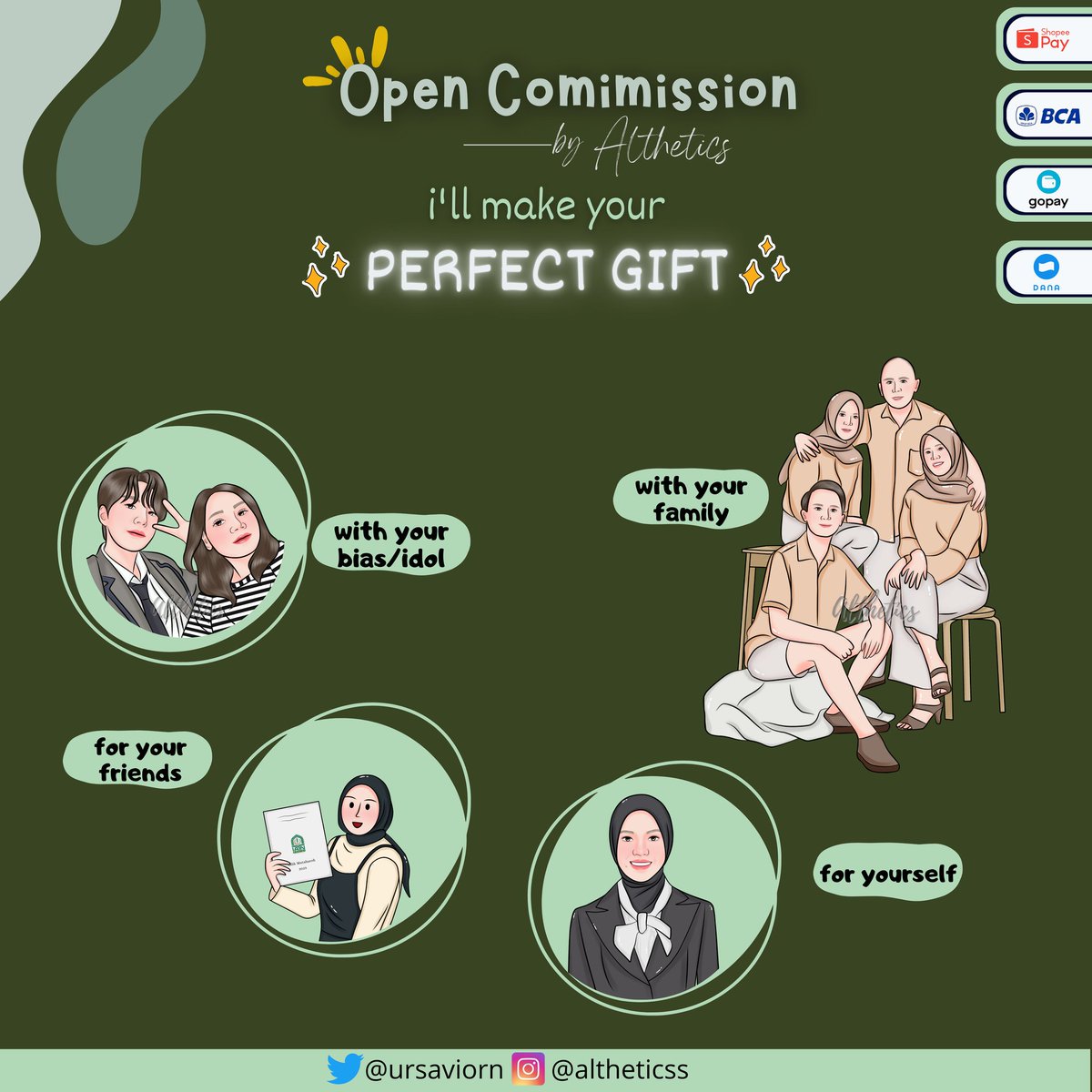 ursaviorn's tweet photo. OPEN COMMISSION🚨🚨

cocok banget nihh buat kado ke temen, orang tersayang atau juga buat wisuda. 

boleh langsung wa saja ya untuk fastresp. wa nya ada di bio🫶🏻

#zonaba #zonajajan #zonauang #illustrasi #illustration #Art #gambar #commissionart #jasagambar https://t.co/0oroKvyCQA