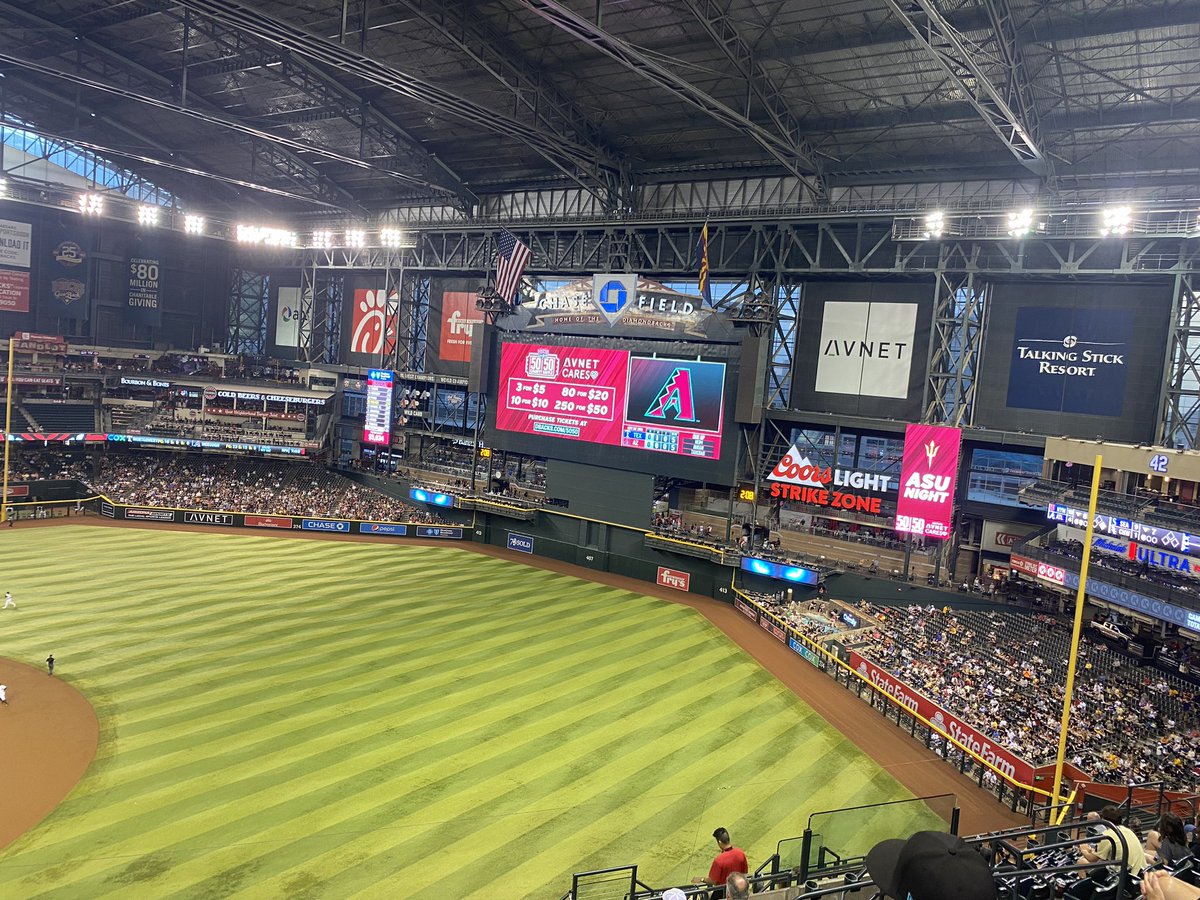 SmashinDevil's tweet photo. ASU Night! Cool to see @leon_marchand and @AmberSchlebusch throw out the first pitch! Dbacks looking for a big W to keep pace in the WC race! https://t.co/mg94lbW2sE