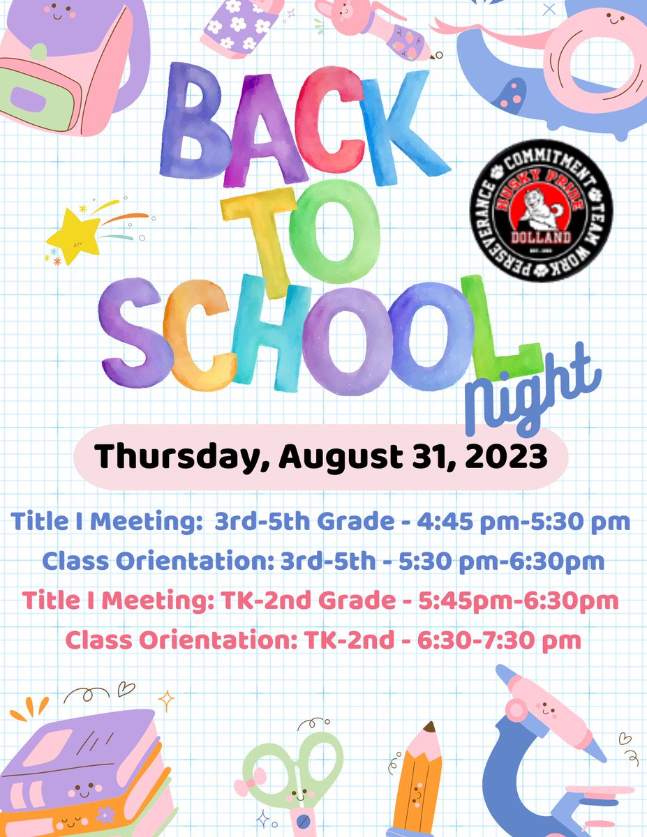 SAVE THE DATE! See you at Back to School night | Thursday, August 31, 2023 📍📚📓See flyer for times! ⌚️Noche de regreso a la Escuela. Cada nivel de grado tiene un tiempo asignado. Por favor llegue durante el tiempo asignado. ¡Esperamos ver a todos nuestros padres!