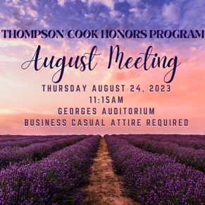 This is a reminder that our FIRST meeting of the year is THIS Thursday August 24, at 11:15 am in George's Auditorium. Please come properly dressed, attire is business casual. If you'd like to share what you did this summer, please fill out the form, sent to your email.