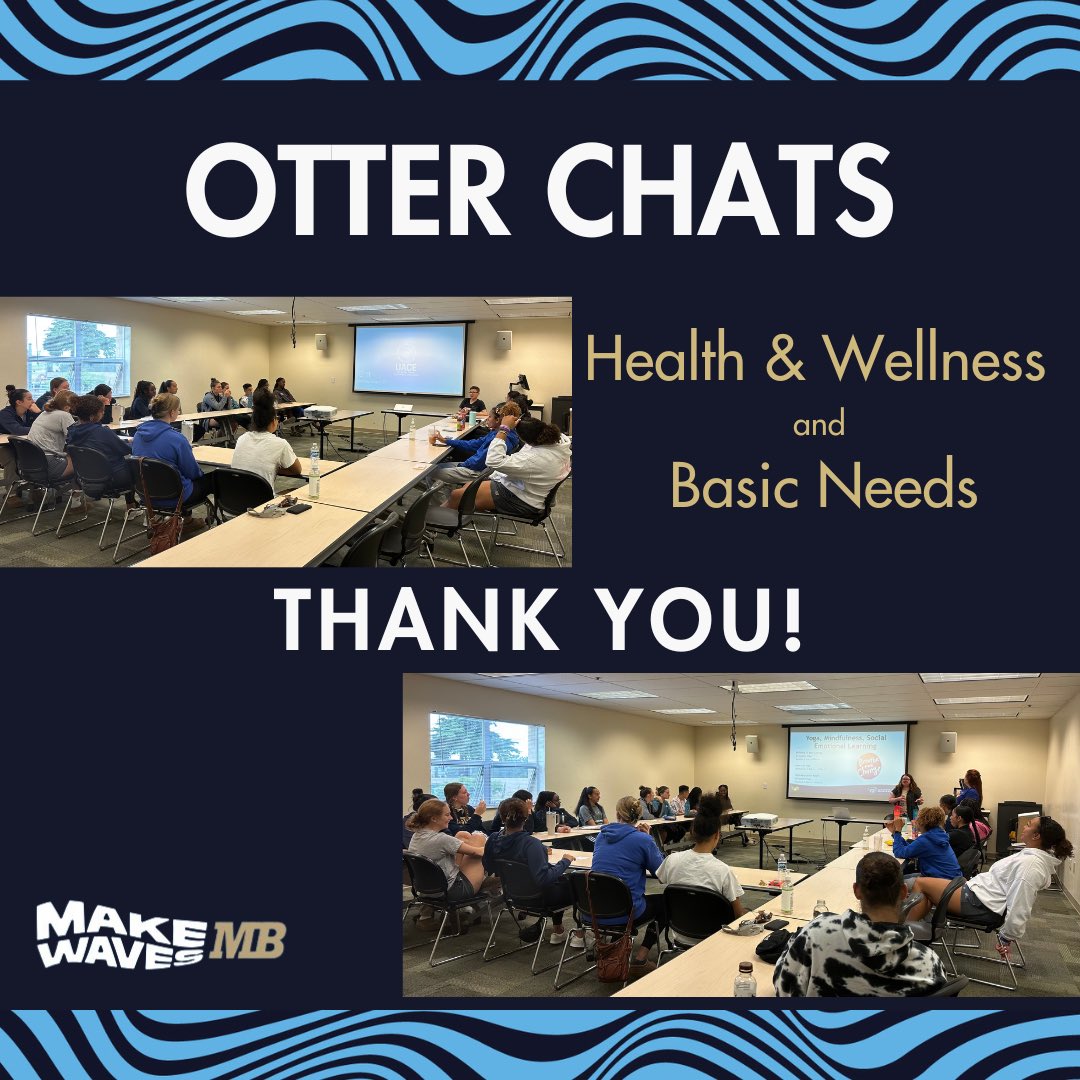 CSUMBwbb's tweet photo. Otterly excited for our 23-24 team to be on campus! First team Otter Chats in the book, a special thank you to @BasicNeedsCSUMB and CSUMB Health & Wellness! ๐๐ฆฆ #MakeWavesMB #TogetherWeRise #SupportEachOtter https://t.co/QfZVE4kFoi