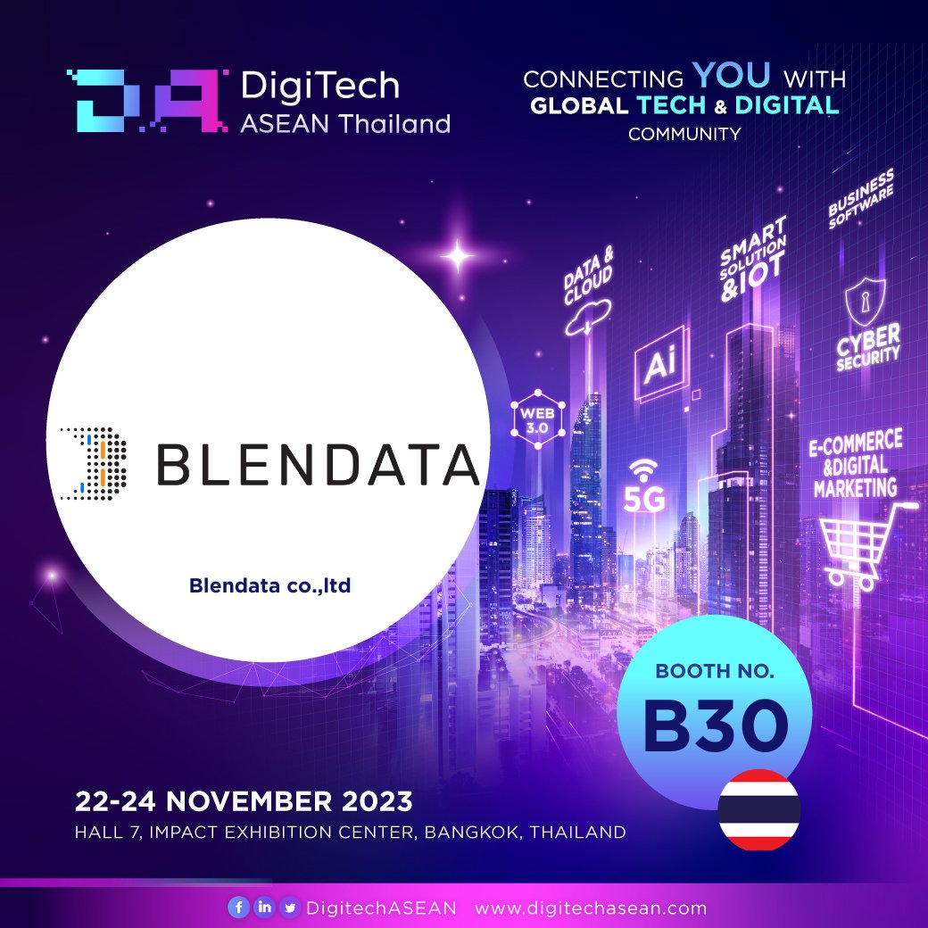 digitechaseanth's tweet image. 🌟 Exhibitors Announcement! 🌟
Meet with Blendata (Booth no. B30)! 🎉
Blendata Enterprise Take your big data management to the next level with Blendata Enterprise.
Click Here! for FREE visitor registration: bit.ly/3b5UASn
#Blendata #BigDataTechnology #DataManagement