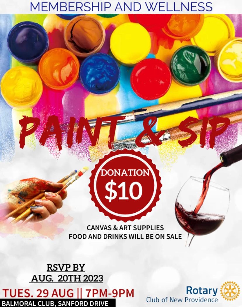 RCNP Membership Sip &amp; Paint! It’s a Tuesday night (August 29th, 2023) so come out and enjoy an interactive fellowship with great company and conversation! #rcnp #createhopeintheworld #rotary