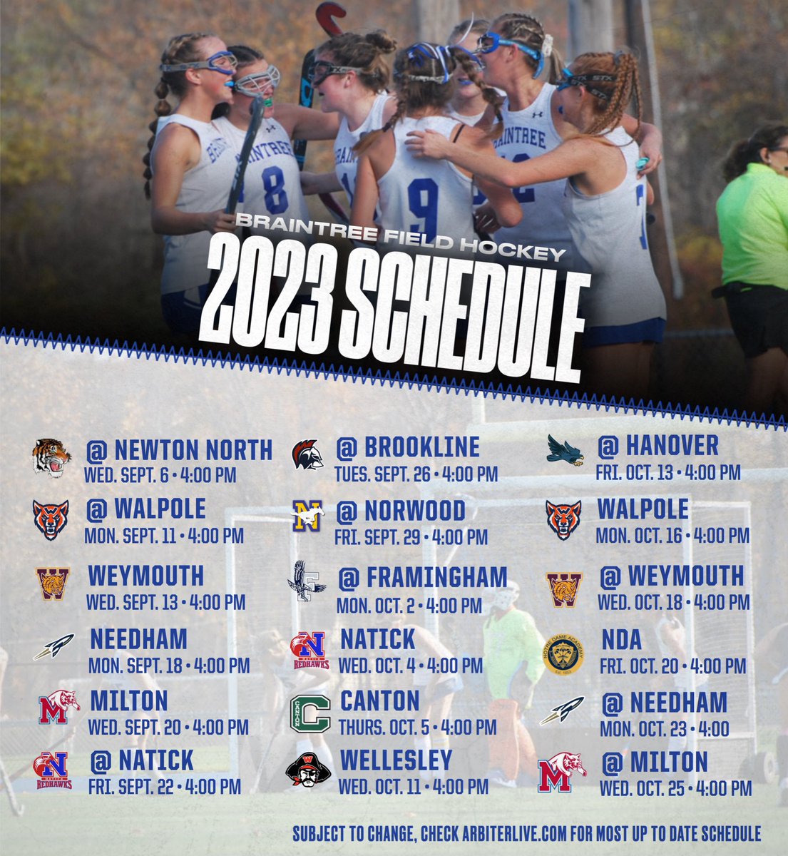 Day 1 is in the books for the 2023 season 🏑 The schedule is subject to change, check ArbiterLive.com for most up to date schedule.