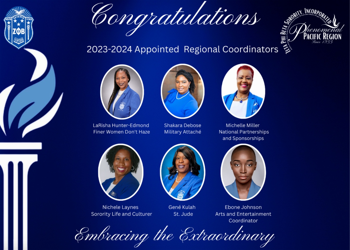 ZetasEastBay's tweet photo. Introducing our newest Regional Coordinators for the 2023-2024 Sorority year featuring our very own Soror Nichele Laynes! RT to celebrate our newly appointed sorors with a toast🥂

#PhenomenalPacificReigon #CaliZetas #ZetaPhiBeta #EpsilonPhiZeta #EastBayZetas #ZetasEastBay https://t.co/s7uciblzFL