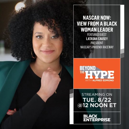 BESportsBiz's tweet photo. NASCAR’s @phoenixraceway President Latasha Causey joins @AlfredEdmondJr on his interview series #BeyondTheHype!
Streaming on @BlackEnterprise's LinkedIn, Facebook, Twitter & YouTube pages starting Tues 8/22, 12pE
#TheSuccesspert #drivefordiversity #nascar @NASCAR #besportsbiz https://t.co/uWZgxVvOIi