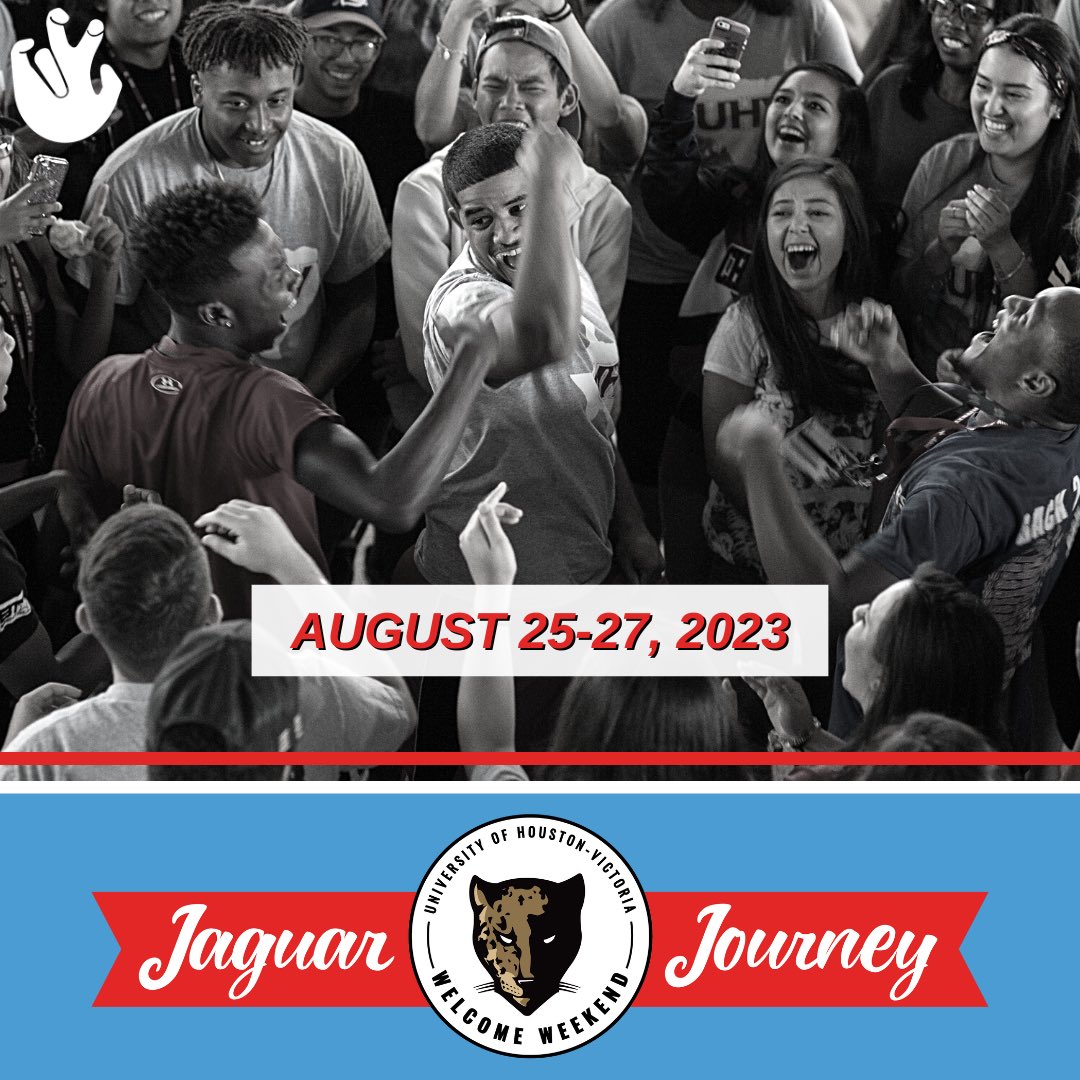UHVorientation's tweet photo. If you are a first-year student taking a UNIV course this fall, check your #UHV email for important information on Jaguar Journey Welcome Weekend, happening Aug. 25-27. For more information, visit https://t.co/kWbQRnU0ZL or email orientation@uhv.edu. #UHVJagFam #JAXNATION 🐆 https://t.co/yZLp4ov5ZY