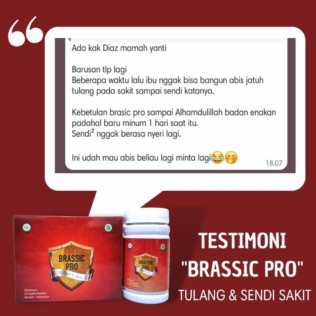 M1Roni's tweet photo. *NYERI SENDI?*

Ada yang nyeri sendi? Nah, kebetulan saya punya testimoni (kesaksian) dari konsumen produk Brassic Pro yang punya keluhan nyeri sendi pasca jatuh. 

BRASSIC PRO aman dengan sertifikat BPOM dan pastinya HALAL dengan bahan alami.

Japri saya di : +628124465588 https://t.co/v8stRGBYiN