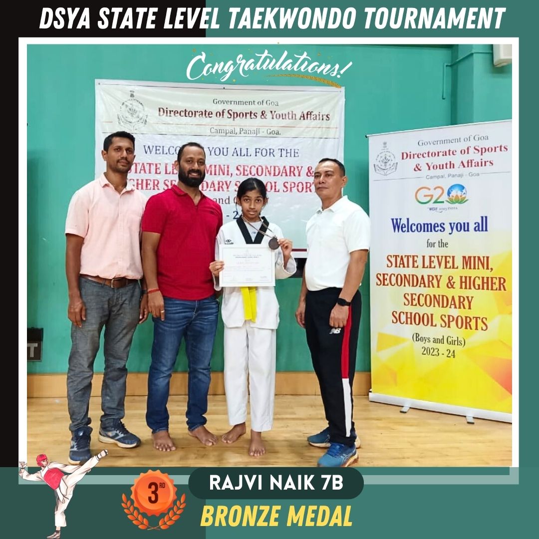 thekingschool's tweet photo. Congratulations to our talented Miss Rajvi Naik from class 7B for securing the Bronze Medal in the State Level DSYA Taekwondo Competition in the U14 Girls category.
#bronzemedal #dsya #statelevelcompetition #taekwondo #studentlife #tksgoa #studenttalent https://t.co/gv6qdZc0Uc