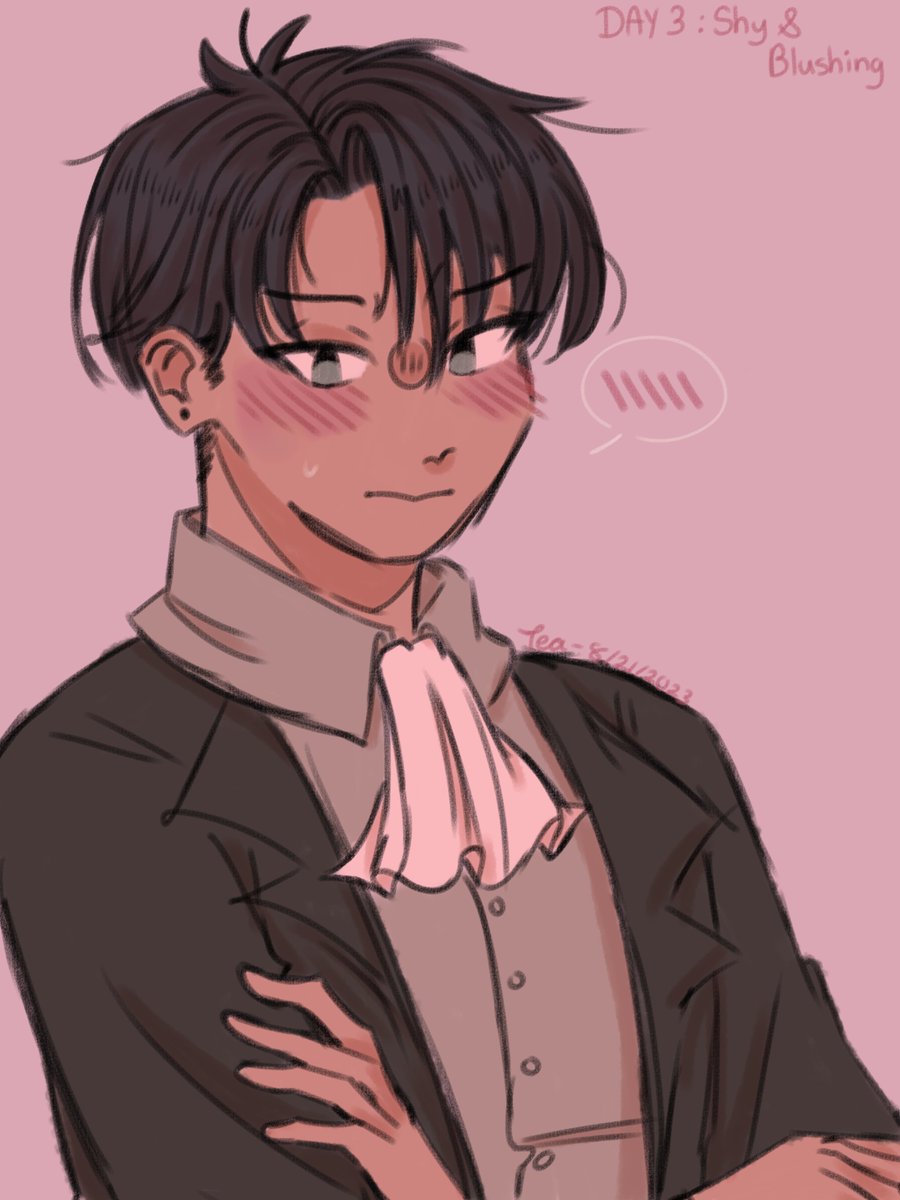 #LeviWeek2023 
DAY 3: Shy &amp; Blushing🩷
This was a cute prompt💕