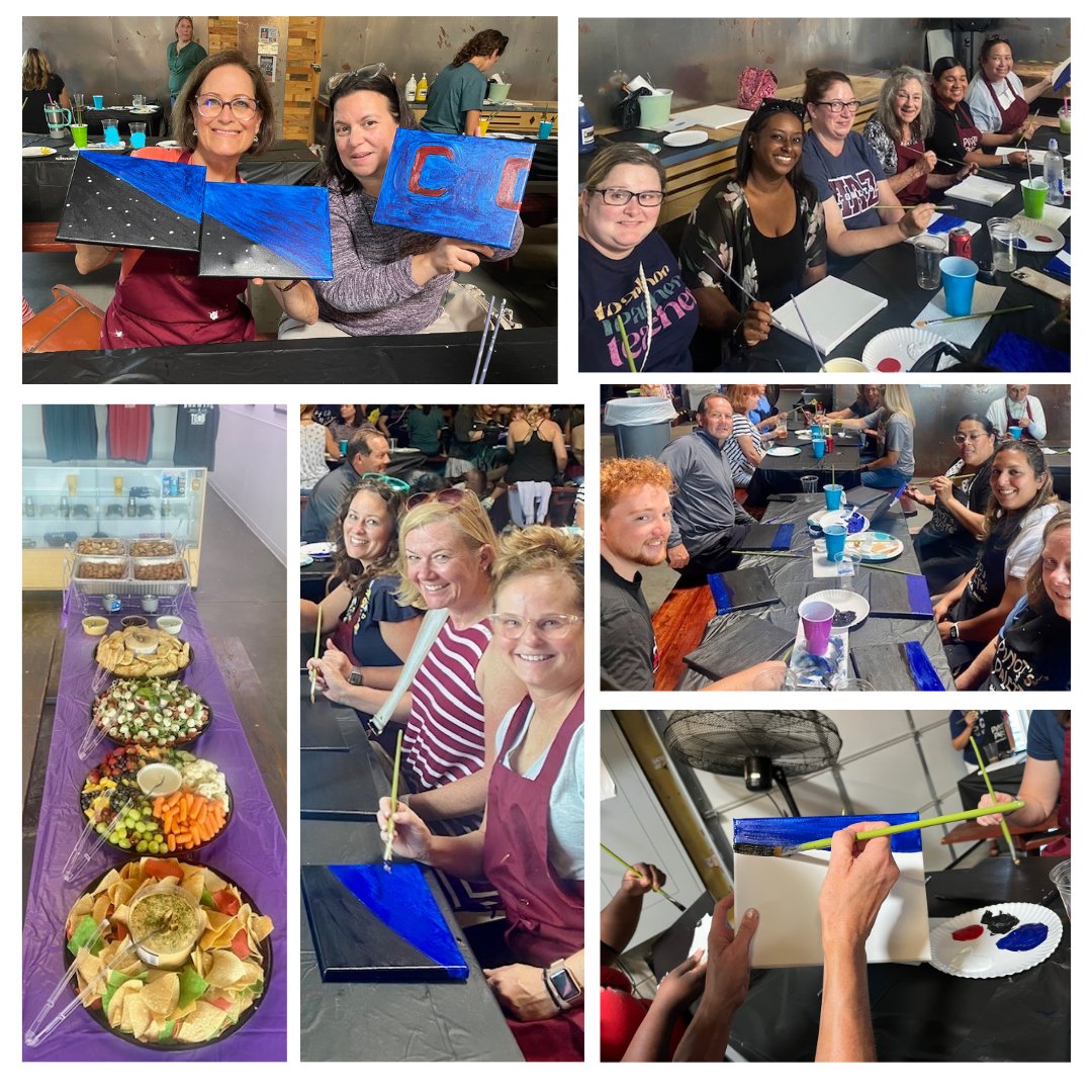 HorizonElem's tweet photo. Awesome team building activity with the entire staff this afternoon! Everyone contributed a piece of canvas to our new logo displayed in the lobby. ☄ https://t.co/TpCU8ZZ3K5