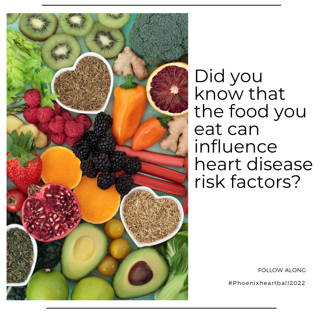 PhxHeartBall's tweet photo. The food you eat can influence #heartdisease risk factors, including: 

- blood pressure
- triglycerides
- cholesterol levels
- inflammation

(Resource: Healthline) https://t.co/sYiSXh6RuS