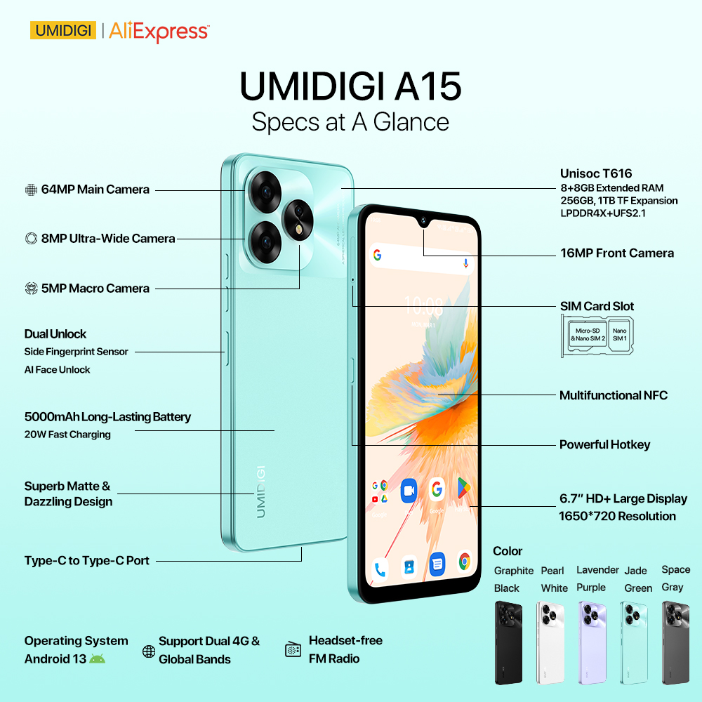 umidigi's tweet image. Dive into the world of the features of #UmidigiA15, including NFC and 8+8GB Extended RAM, 256GB ROM. Share your thoughts below! 📱🔥#PerformanceBenchmark #UmidigiA15 #AliExpress828
Limited Offer👉US $139.99
Buy Now🛒bit.ly/ShopA15
Win For Free🎁 bit.ly/828Giveaway2023